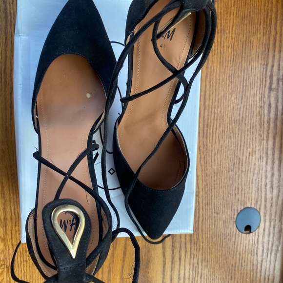 Black Suede Lace up Heels - Picture 5 of 7